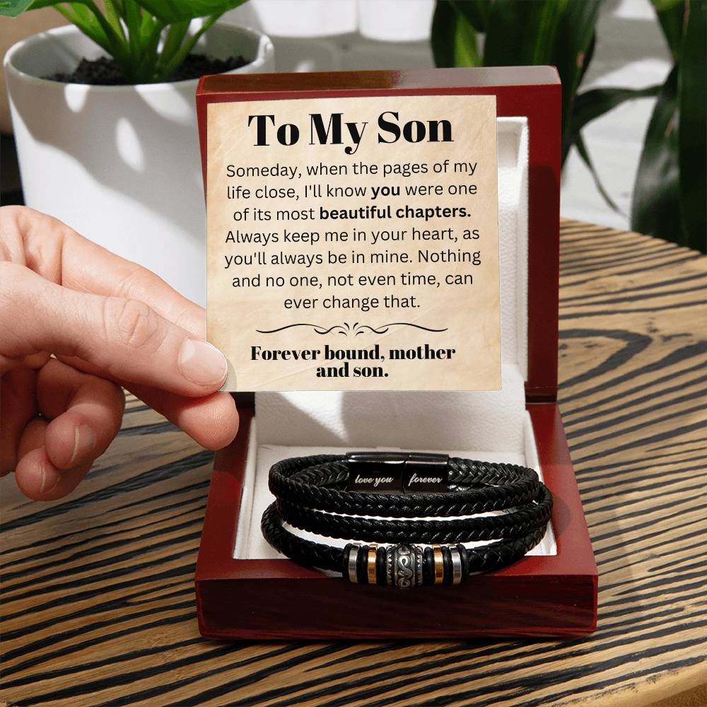For Son - Premium Leather Bracelet - "Chapter" From Mom